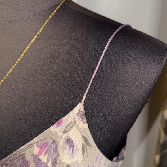 Dusty Purple 100% Silk Floral Midi Dress SZ 6 - Picture 8 of 11